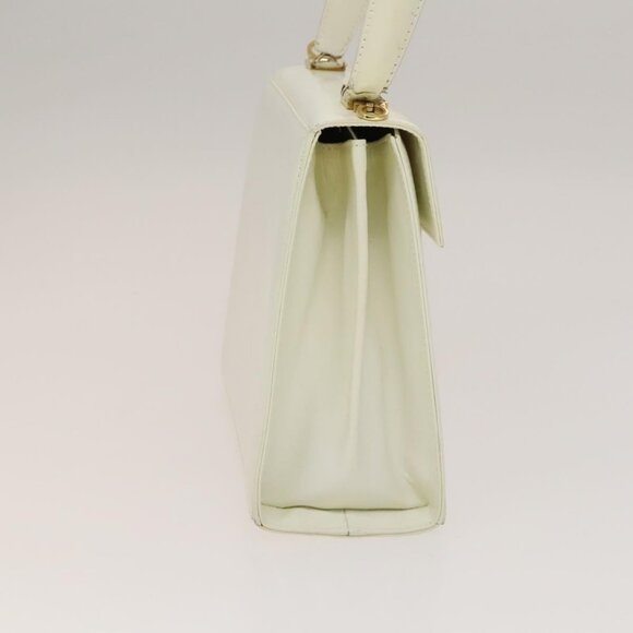 Salvatore Ferragamo Gancini Hand Bag Leather 2way White Gold Auth 134575 - Picture 5 of 16